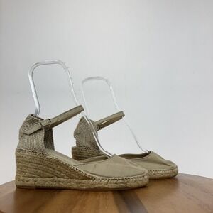 Womens Toni Pons Caldes Linen Ivory Espadrille Wedge Sandals Size EU 40 GUC